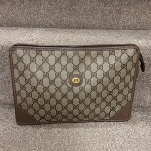 Gucci Beige and Brown Monogram Laptop Bag
